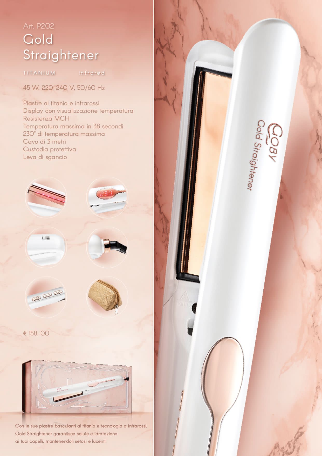Gold Straightener Titanium infrared + Guanto Termico In Omaggio