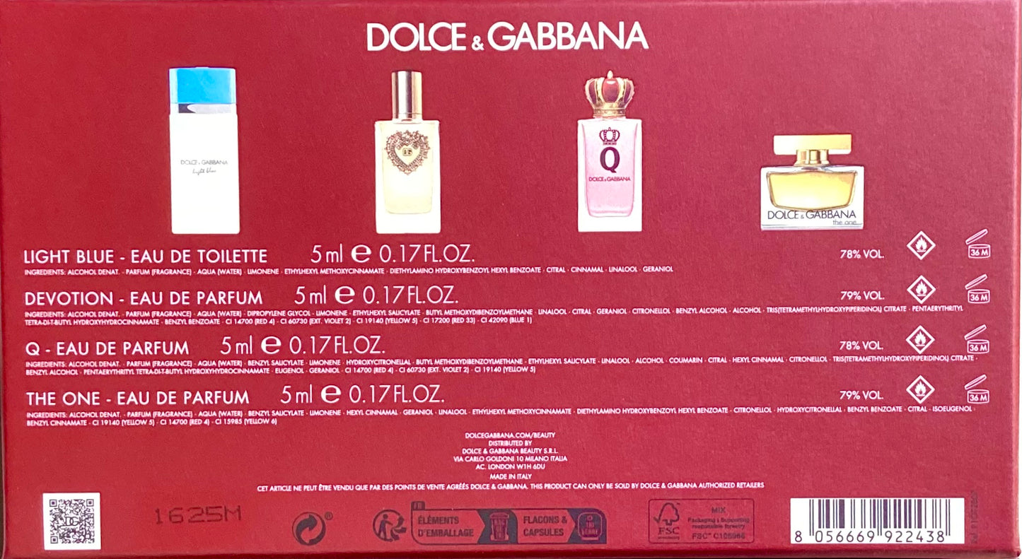 Miniature kit box  Dolce & Gabbana 4 mignature Donna da 5 ml