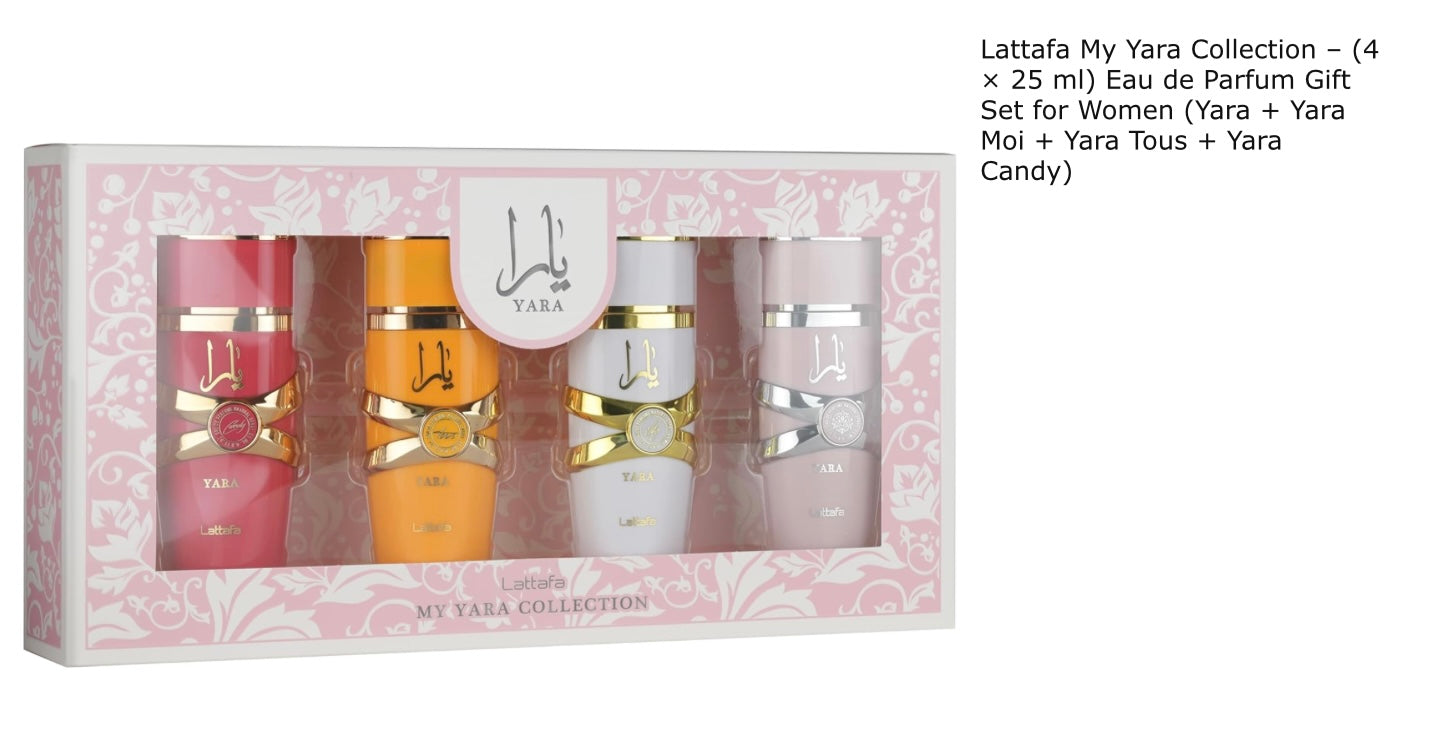 Lattafa Yara Collection - Set Regalo di 4 EDP da 25 ml per Donne con Fragranze Eleganti e Femminili