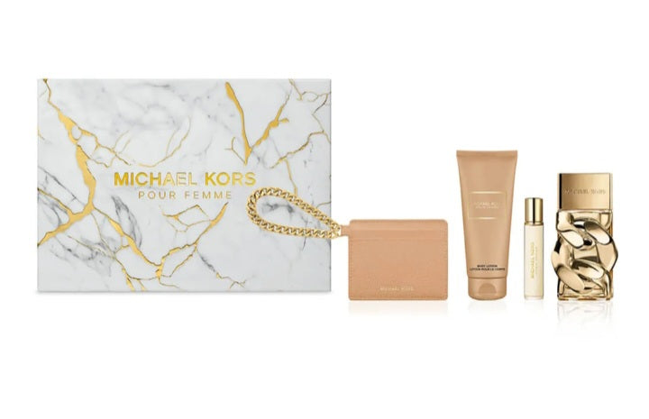 Michael Kors Pour Femme - Set da Donna con Eau de Parfum 100 ml, Lozione Corpo 100 ml e Formato da Viaggio 10 ml